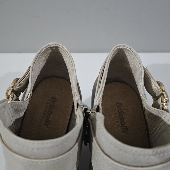 NEW Dr Scholls Kickstart Ankle Bootie Womens 9.5 Taupe Block Heel Buckle Neutral - Picture 9 of 14